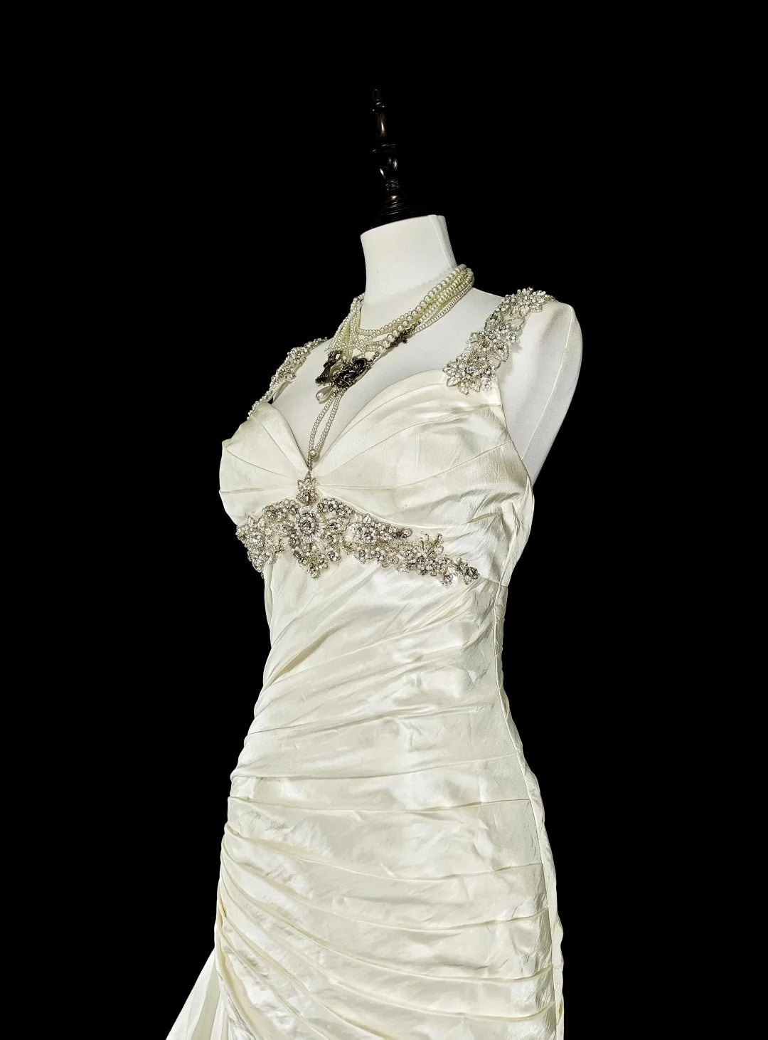 Vintage 80s Wedding Dresses Mermaid Sweetheart Ivory Long Brides Dress Fitted Bridal Gown N1609