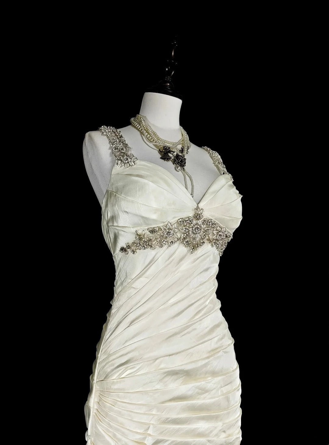 Vintage 80s Wedding Dresses Mermaid Sweetheart Ivory Long Brides Dress Fitted Bridal Gown N1609