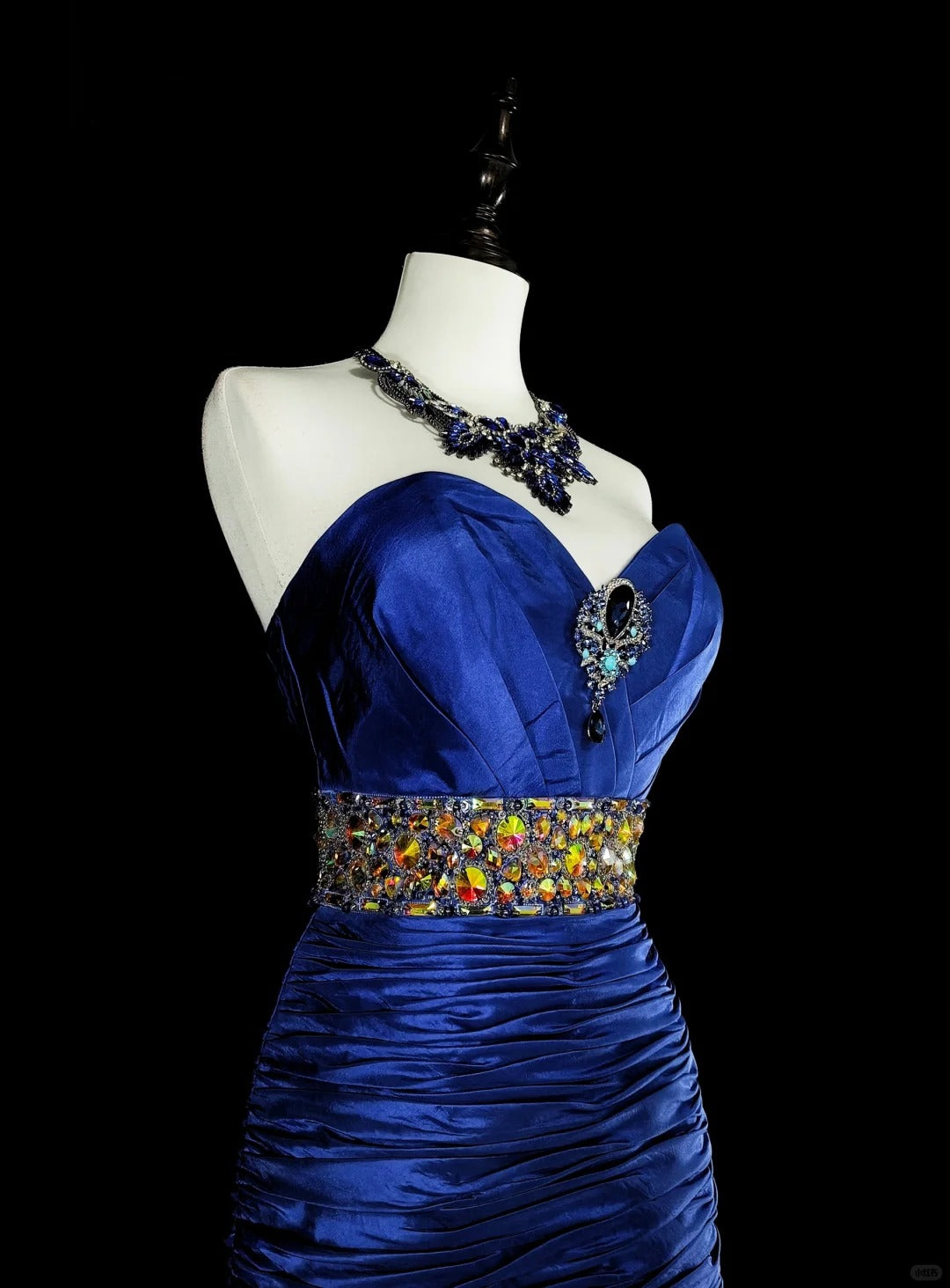 Vintage Prom Dresses Mermaid Sweetheart Royal Blue High Low With Beads Long Party Dress N2370