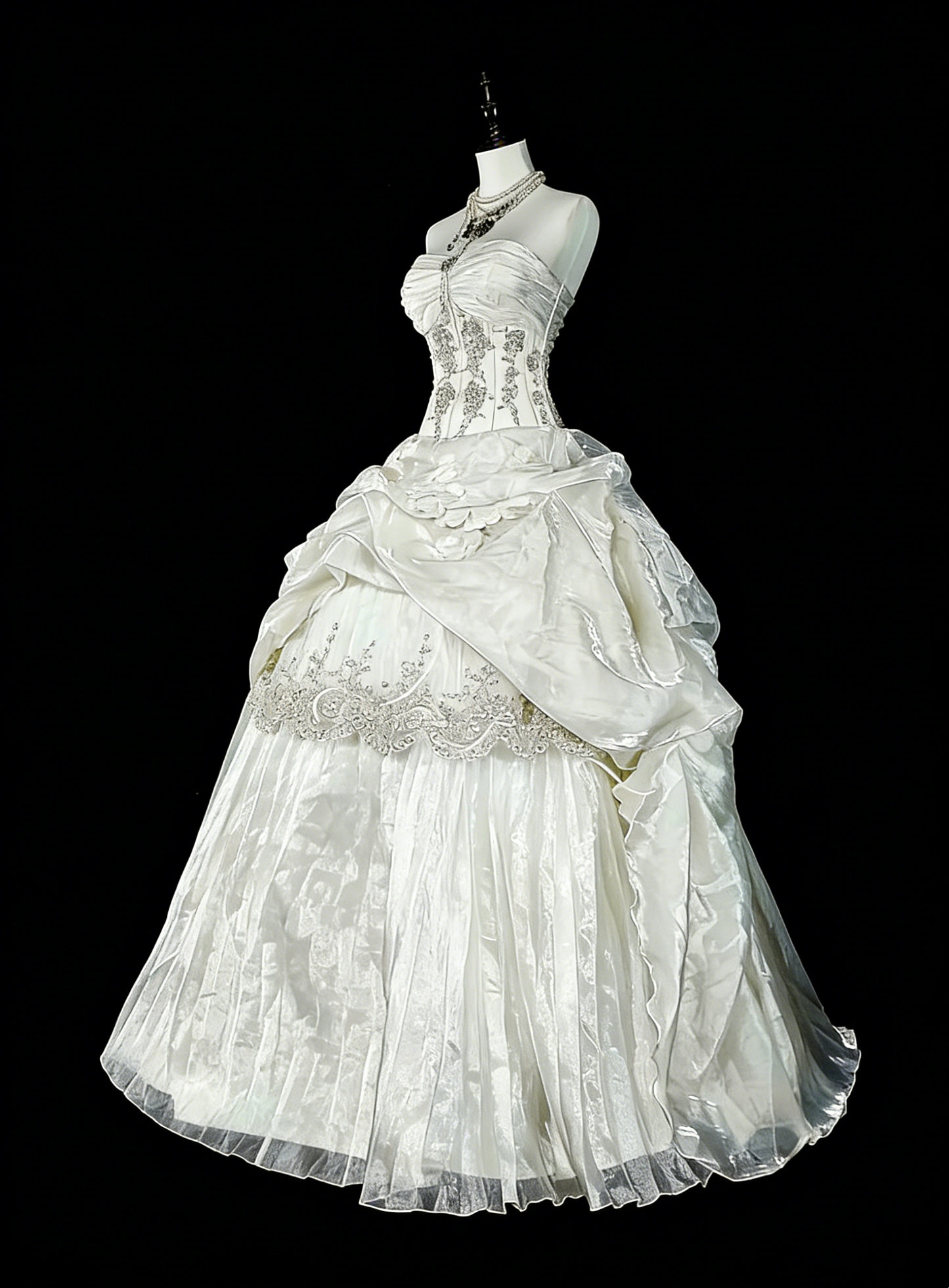 Romantic Wedding Dresses Ball Gown Sweetheart Ivory With Beaded Crystals Long Bridal Gown N3412