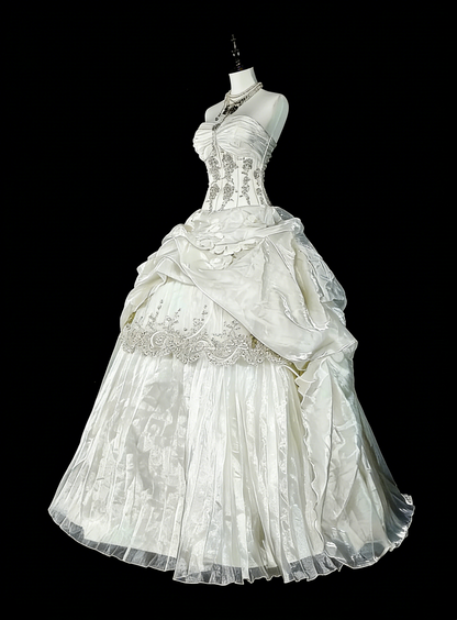 Romantic Wedding Dresses Ball Gown Sweetheart Ivory With Beaded Crystals Long Bridal Gown N3412