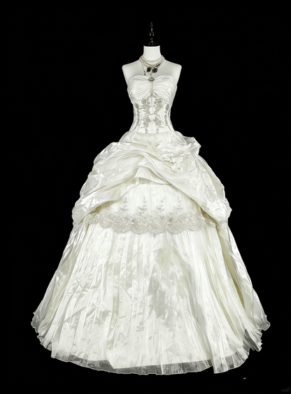 Romantic Wedding Dresses Ball Gown Sweetheart Ivory With Beaded Crystals Long Bridal Gown N3412