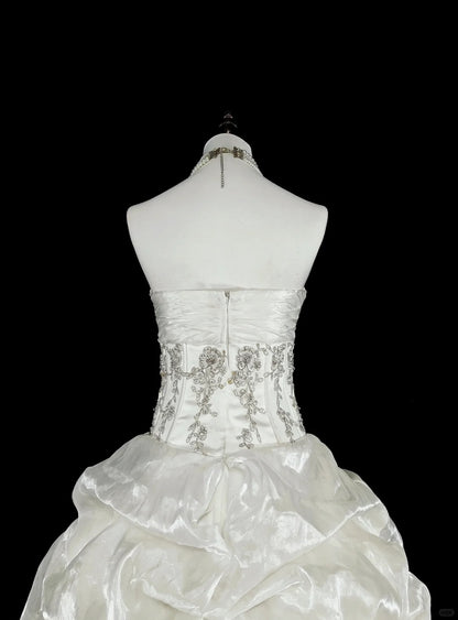 Romantic Wedding Dresses Ball Gown Sweetheart Ivory With Beaded Crystals Long Bridal Gown N3412