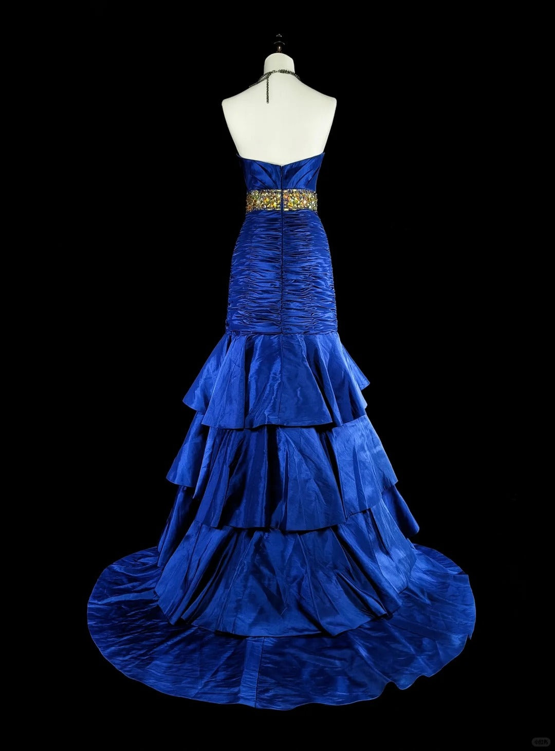 Vintage Prom Dresses Mermaid Sweetheart Royal Blue High Low With Beads Long Party Dress N2370