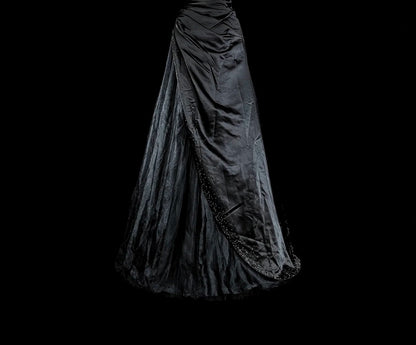 Dreamy Prom Dresses Vintage 90s With Beads V Neck A line Satin Black Long Formal Outfits N2375