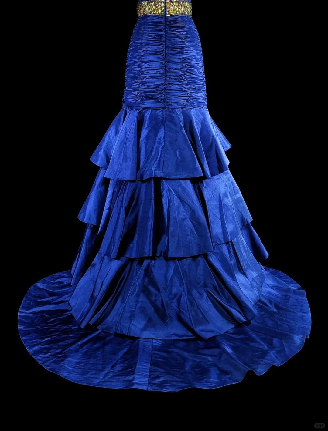 Vintage Prom Dresses Mermaid Sweetheart Royal Blue High Low With Beads Long Party Dress N2370