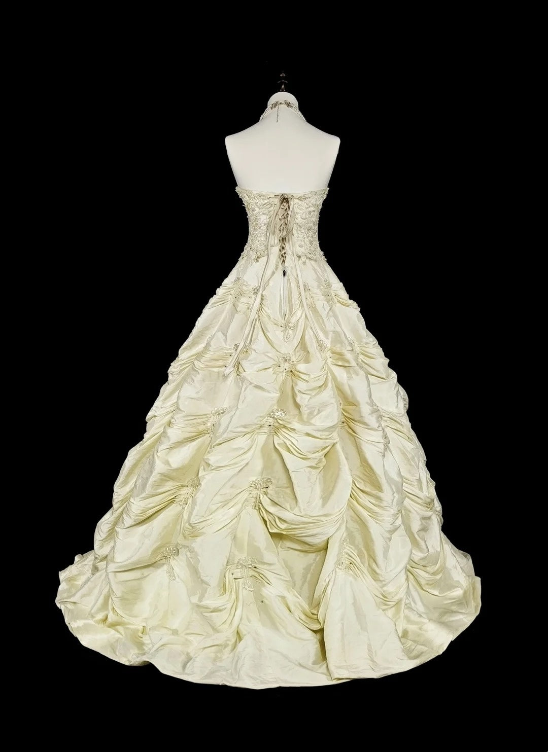 Vintage 80s Wedding Dresses Ball Gown Strapless Taffeta Long Brides Dress Fitted Bridal Gown N1465