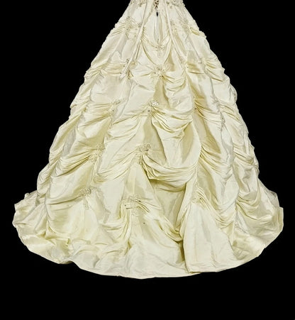 Vintage 80s Wedding Dresses Ball Gown Strapless Taffeta Long Brides Dress Fitted Bridal Gown N1465