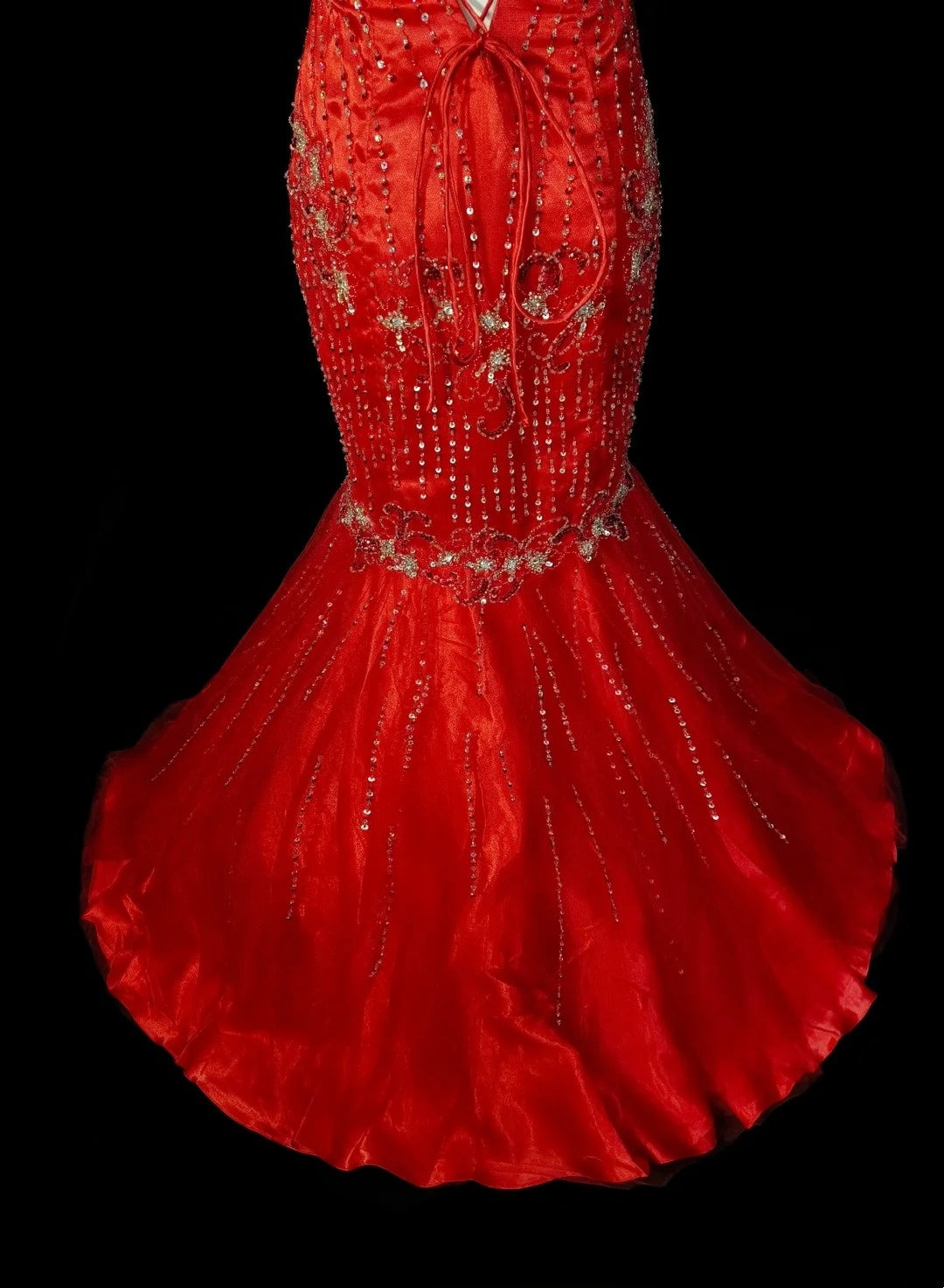 Vintage Mermaid High Neck Red With Beads Sleeveless 80s Prom Dresses Long Formal Party Gown N1467