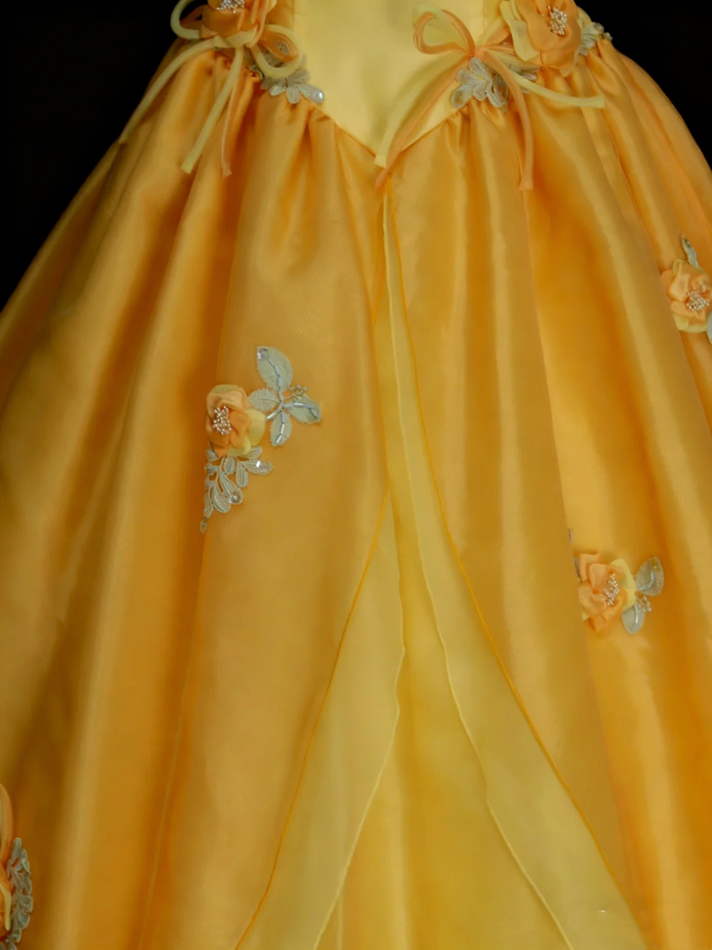Cute Ball Gown Yellow Sweet 16 Dresses Quinceanera Dress With 3D Flowers Long 15 Vestidos De Fiesta N1313