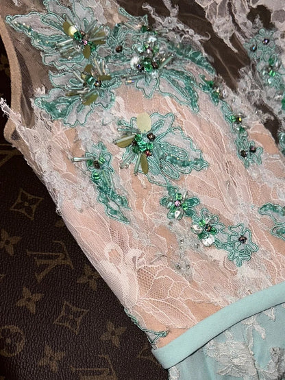 Luxurious Mermaid Scoop Chiffon Blue With Beading Appliques School Dances Prom Dresses 8th Grade Formal Outfits Evening Gown RB8423