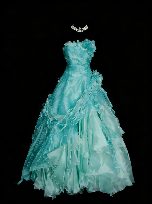 Vintage Ball Gown Strapless Blue Tiered With Layers Sweet 16 Dresses Quinceanera Dress Long 15 Vestidos De Fiesta N1448