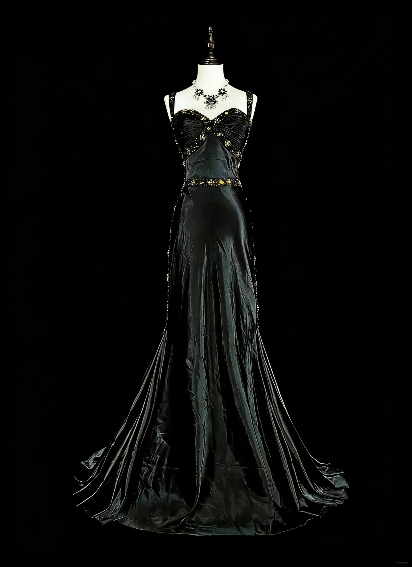Vintage 1960s Mermaid Sweetheart Black With Straps Sleeveless Long Prom Formal Dresses N1591