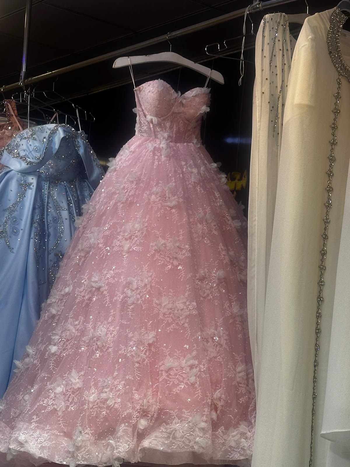 Prom Dress Ball Gown Sweethart Pink Lace Floor Length Formal Evening Gown for Graduation Party RB9461