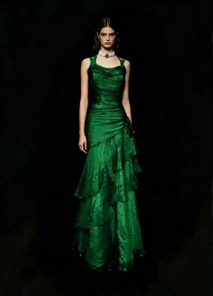 Sexy Mermaid Straps Green Tulle Prom Dresses Long Party Dress 21st Birthday Outfits Graduation Dress RB966