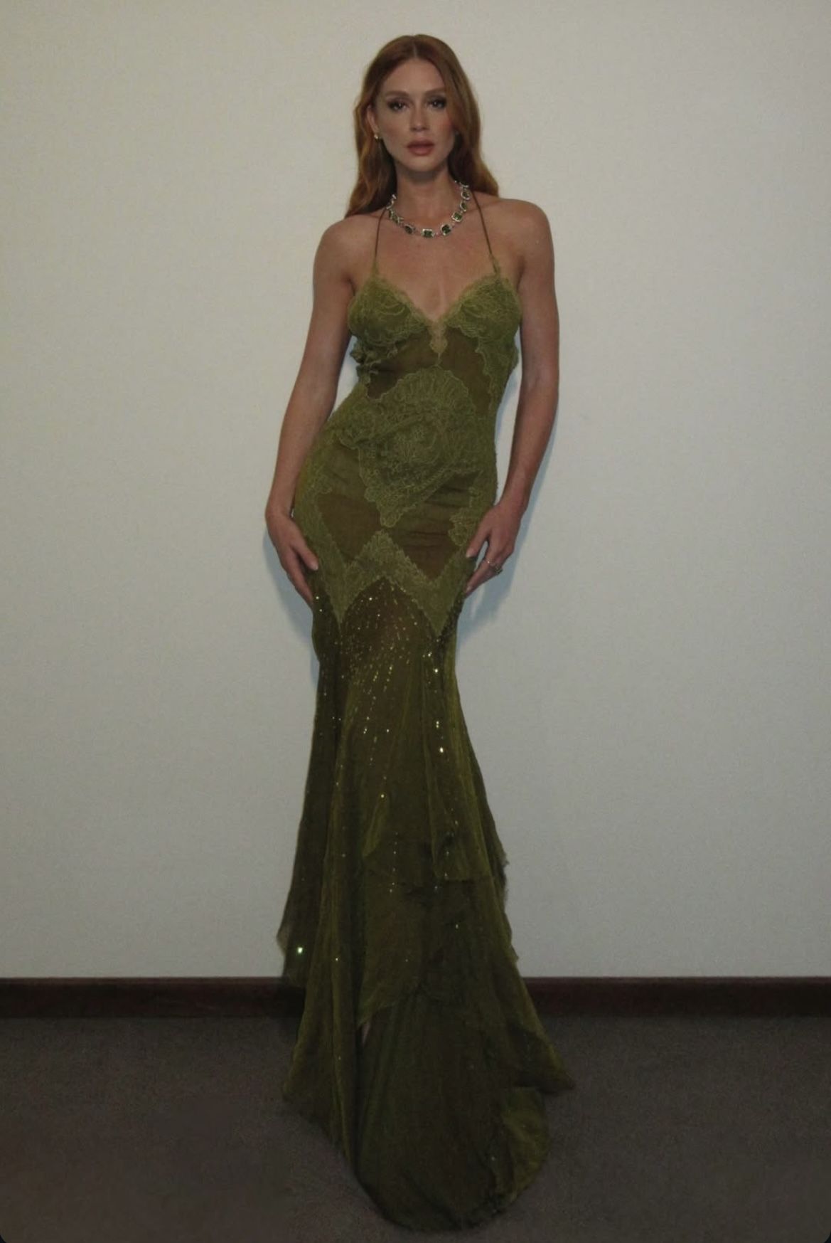 Sexy Mermaid Spaghetti Strap Olive Green Lace Backless Long Prom Dresses Senior Graduation Dance Evening Outfits N030