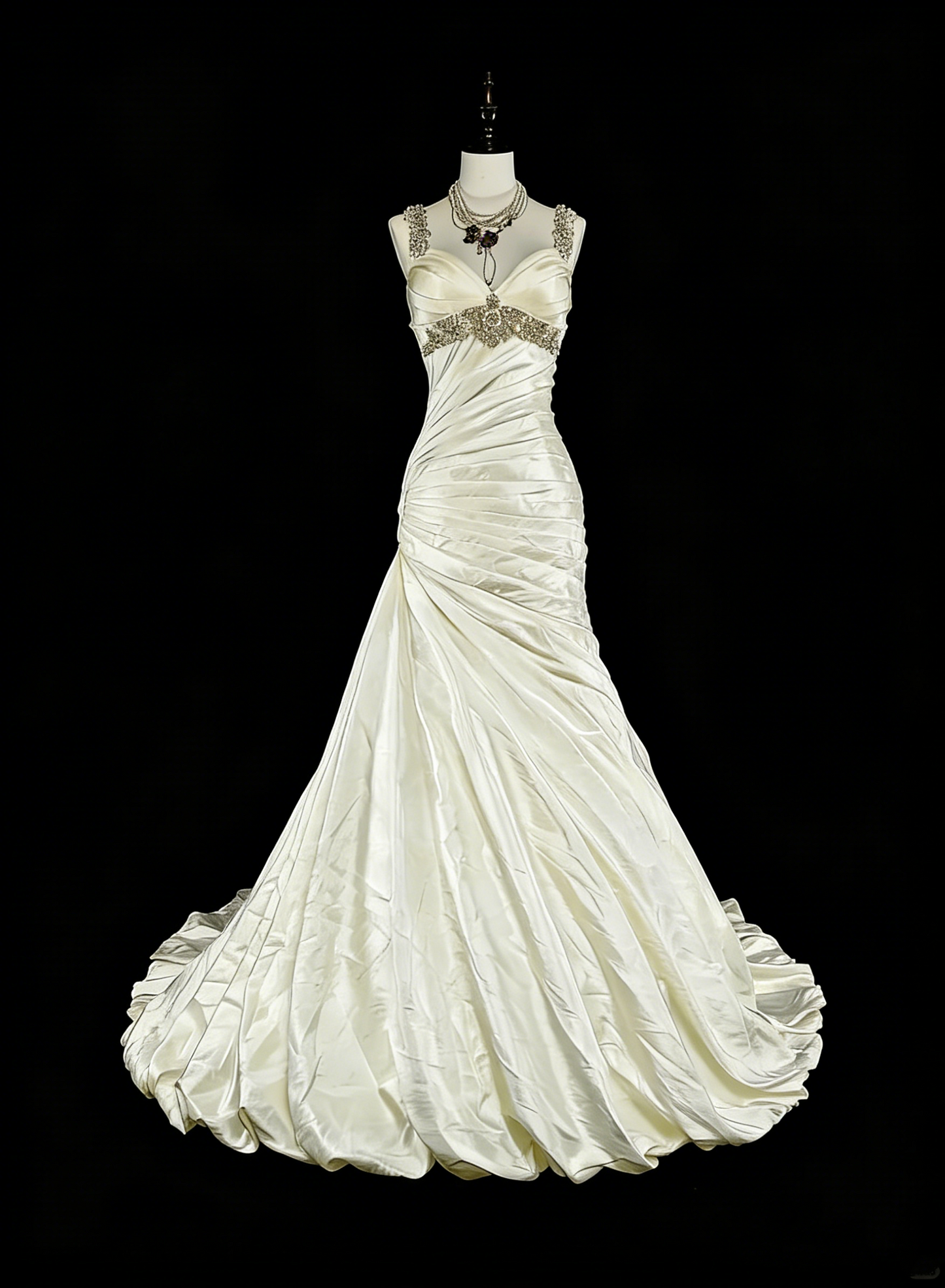 Vintage 80s Wedding Dresses Mermaid Sweetheart Ivory Long Brides Dress Fitted Bridal Gown N1609