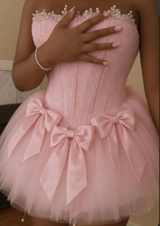 Senior homecoming dress, Pink Short hoco Dresses Hoco/wofo dress inspo Ball Gown Strapless Birthday Cocktail Ideas Outfits RB8311