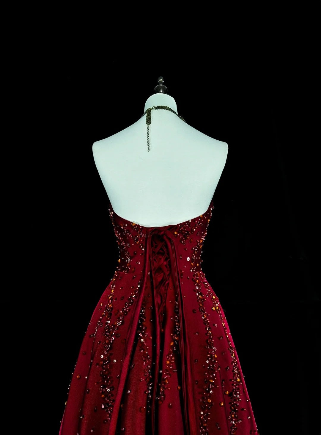 Vintage Prom Dresses A line Strapless Burgundy Tulle With Beaded Bodice Long Party Dress N2377