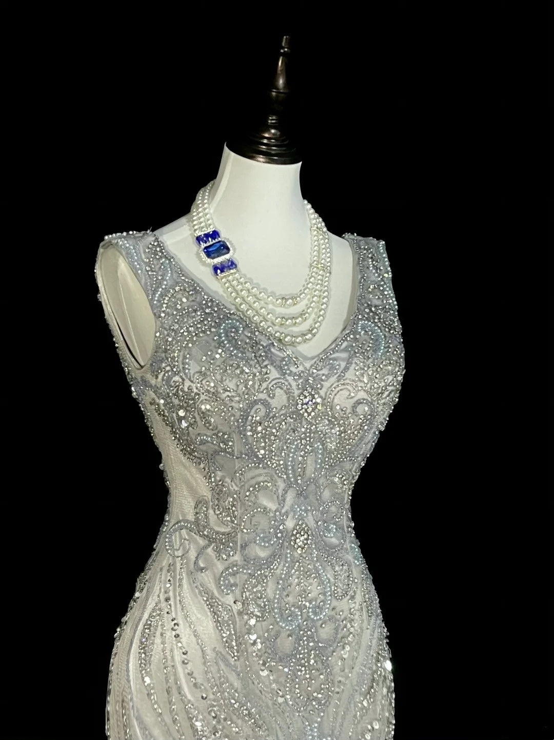 Vintage Mermaid V Neck Silver Tulle With Pleated Sleeveless 80s Prom Dresses Long Formal Party Gown N1472