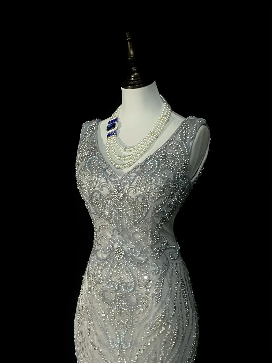 Vintage Mermaid V Neck Silver Tulle With Pleated Sleeveless 80s Prom Dresses Long Formal Party Gown N1472