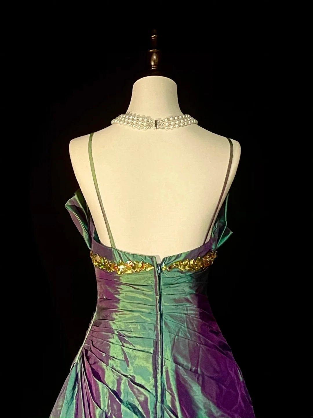 Vintage Mermaid Spaghetti Straps Grape With Pleated Sleeveless 80s Prom Dresses Long Formal Party Gown N1471