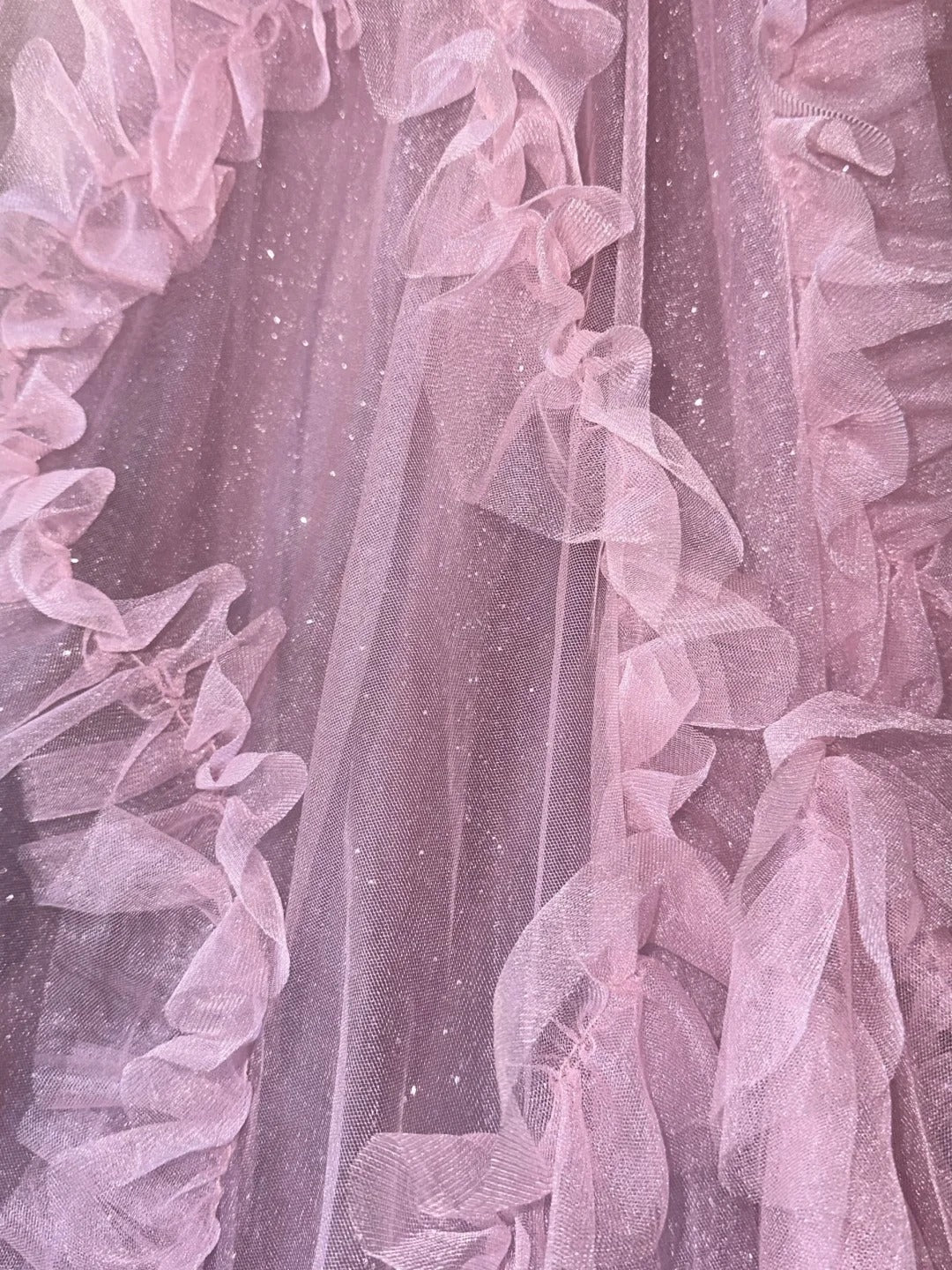Romantic Ball Gown Spaghetti Straps Pink Tulle With Ruffled High School Dances Prom Dresses 8th Grade Formal Outfits Evening Gown RB8424