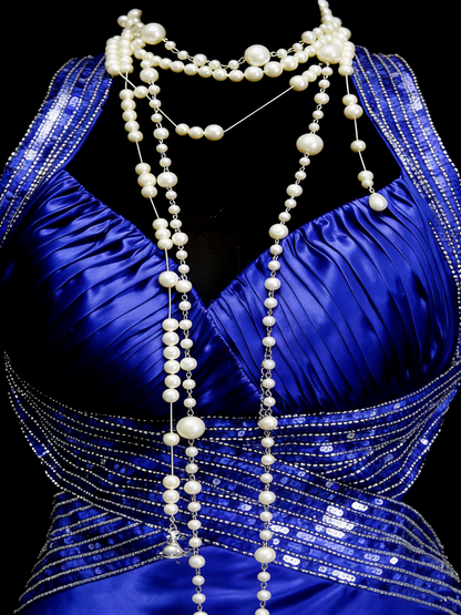 Vintage Mermaid Sweetheart Backless Royal Blue Senior 80s Prom Dresses High School Long Formal Dress N1328