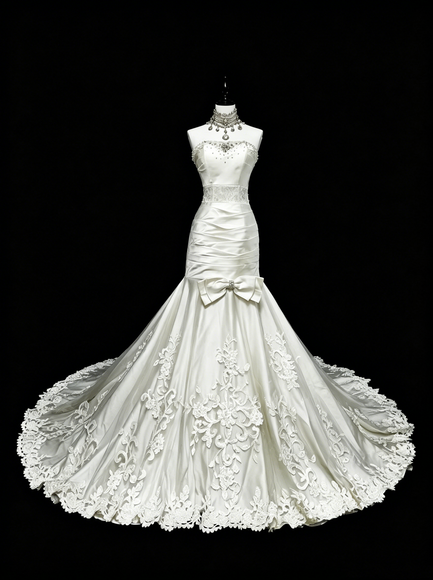 Unique Wedding Dresses Mermaid Strapless Lace Sleeveless White Long Brides Dress N3512