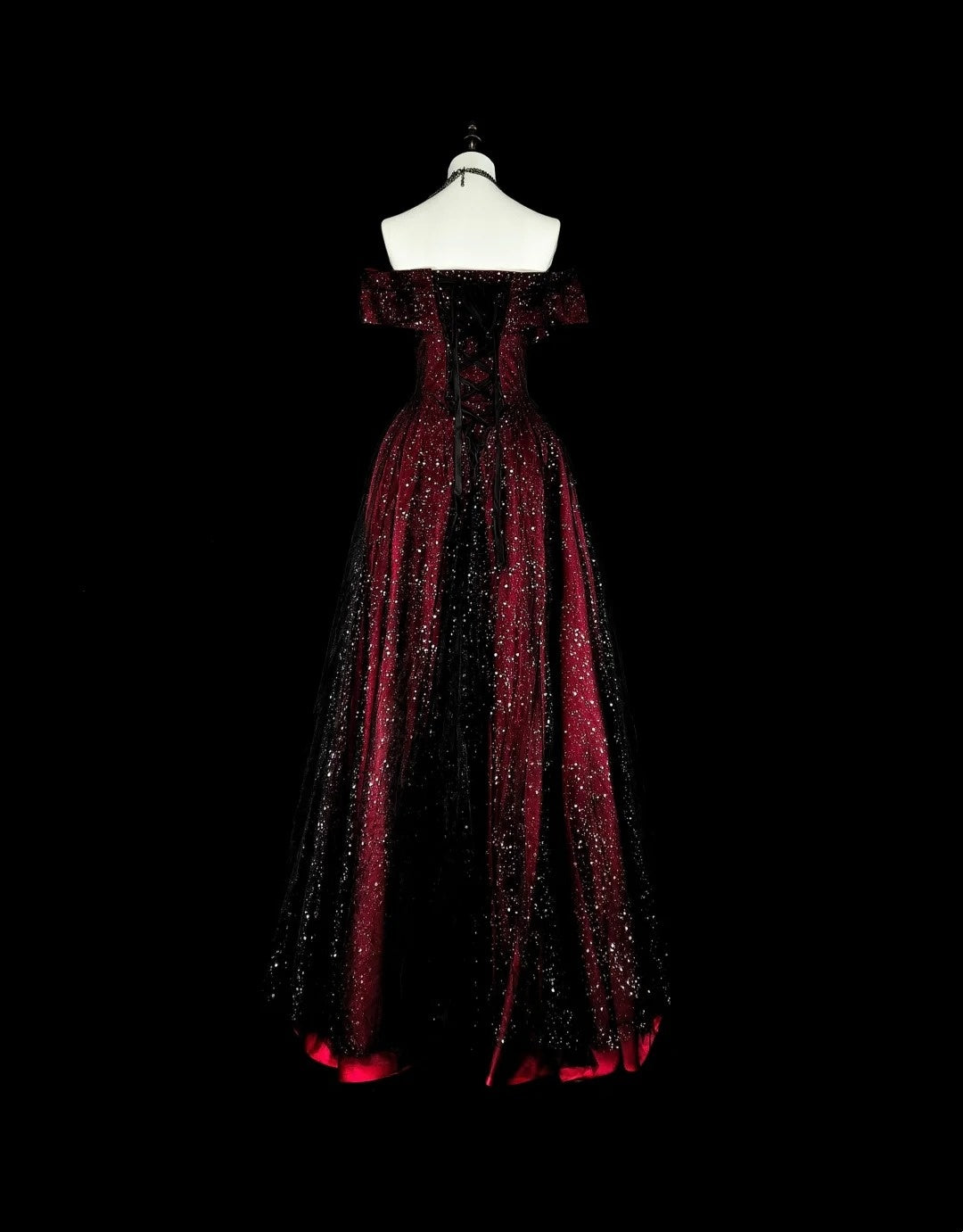 Dreamy Prom Dresses Vintage 90s Retro Off The Shoulder A line Burgundy Black Long Formal Outfits N2374