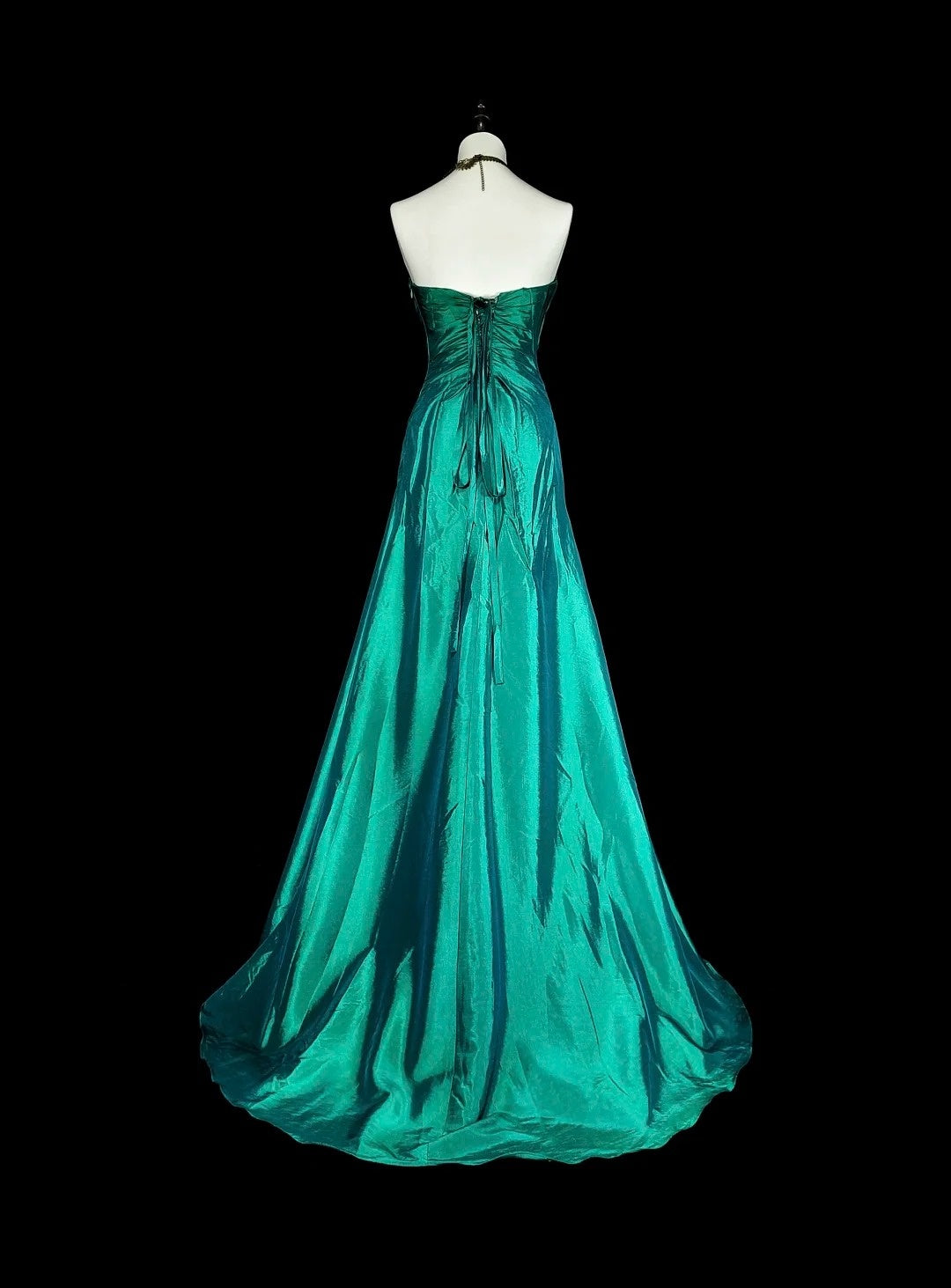 Vintage Mermaid Sweetheart Dark Green 70s With Pleated Beads Long Prom Gown Party Wear Dresses N1839