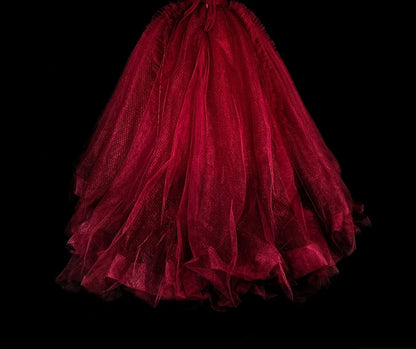 Vintage Prom Dresses Ball Gown Strapless Wine Red Tulle Burgundy 2000s Long Party Dress N2379