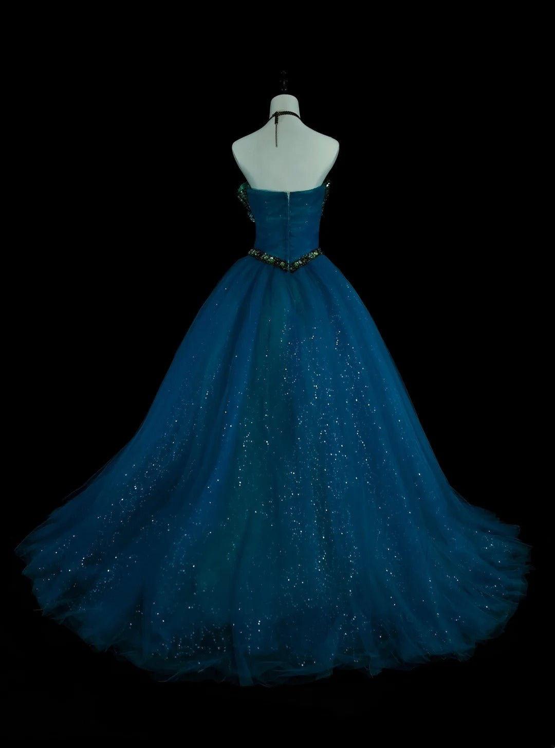 Vintage Ball Gown Strapless Blue Tulle Sweet 16 Dresses Quinceanera Dress Long 15 Vestidos De Fiesta N1478