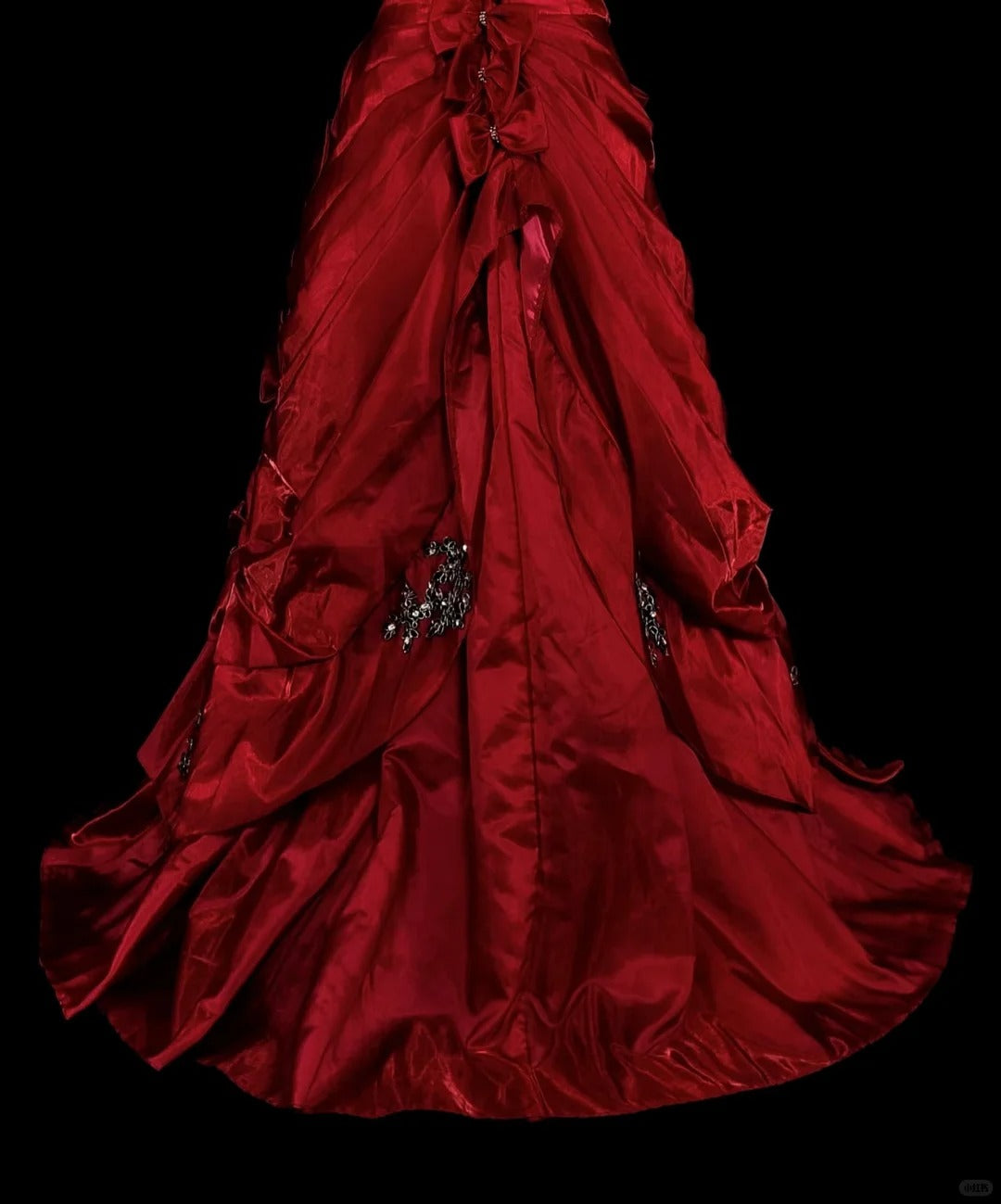 Vintage Mermaid Strapless Red With Beads Sleeveless 80s Prom Dresses Long Formal Party Gown N1473