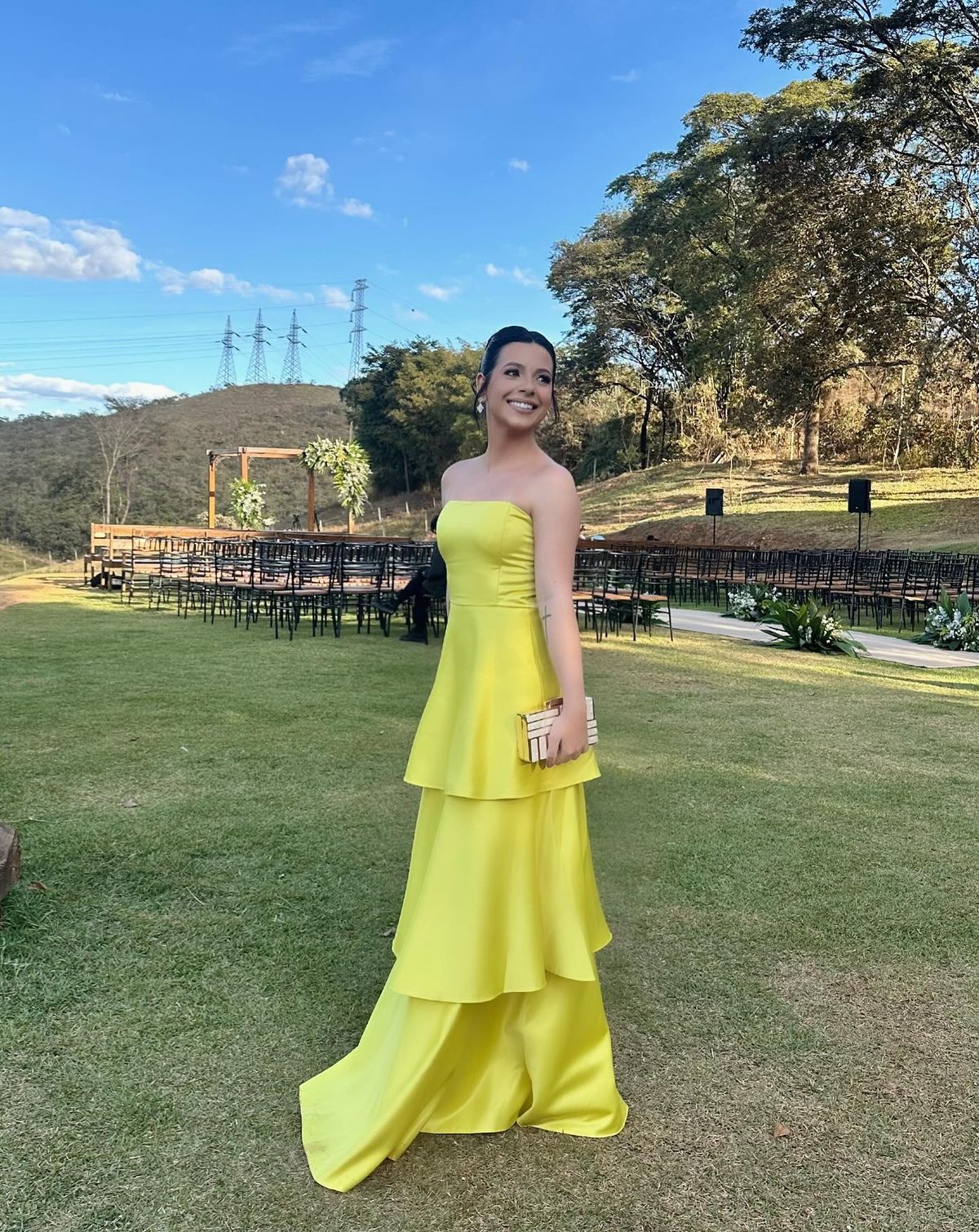 Modest A Line Satin Strapless Yellow Prom Dresses Long for Women Formal Evening Gowns AB186