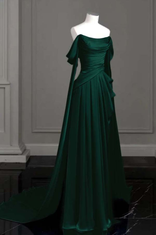 Graceful Mermaid Purple Off the Shoulder Pleats Prom Dress Evening Dresses Party Gowns AB438