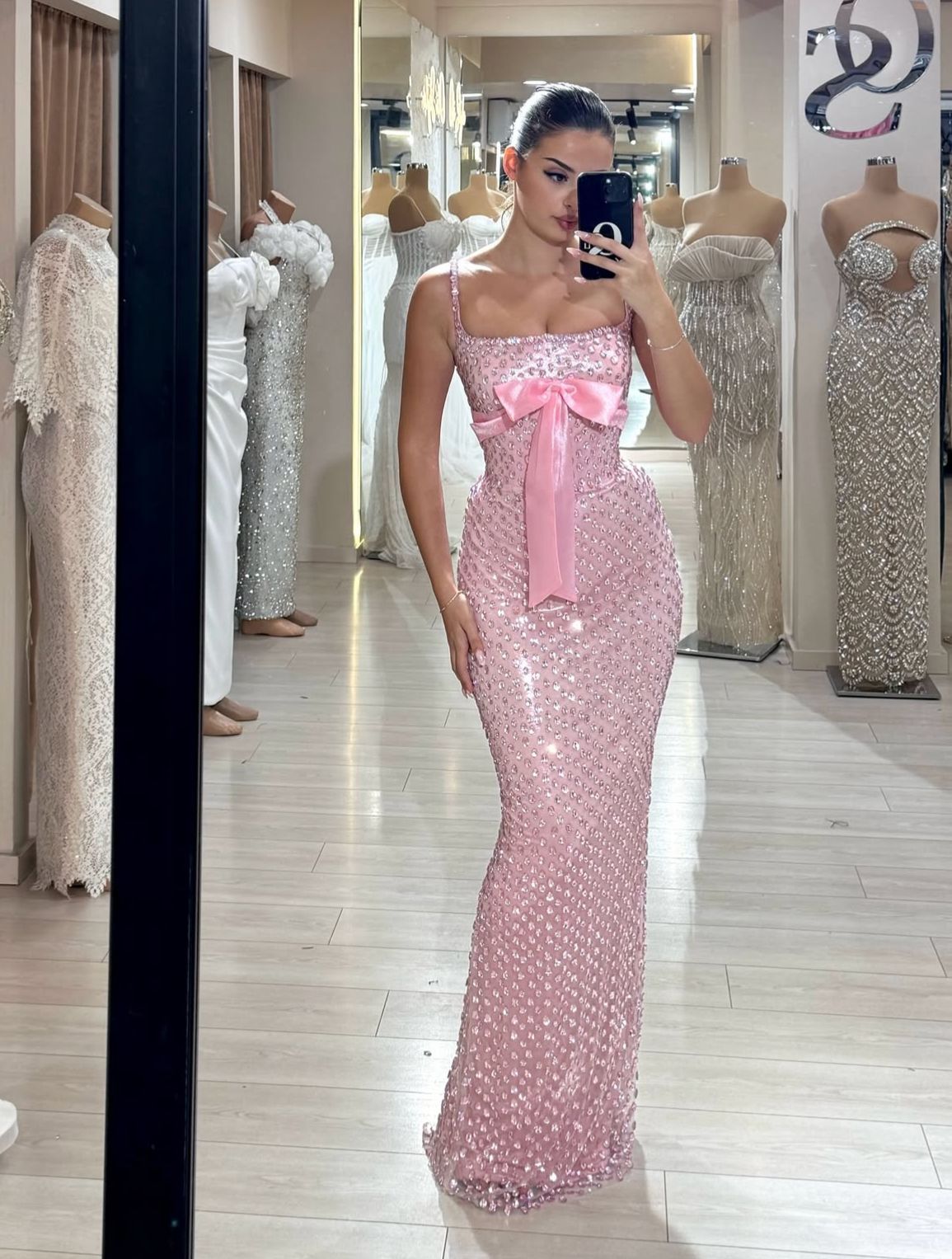New Arrive Elegant Pink Sequin Long Party Dress Prom Dresses Mermaid Bodycon For Women N4079