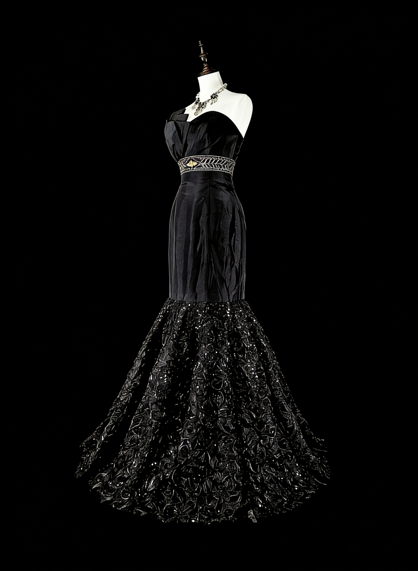 Vintage Prom Dresses Aesthetic 1970s Retro Mermaid Black Satin Long Formal Dress N2151