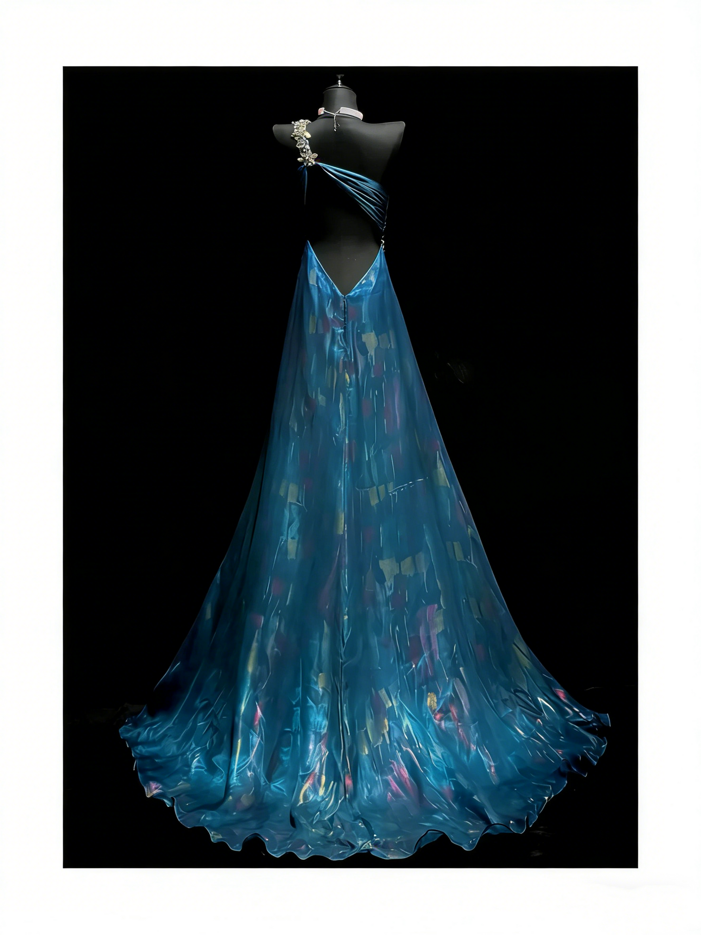Modest A line One Shoulder Blue College Formal Outfit Long Prom Graduation Dresses For Teens N1183