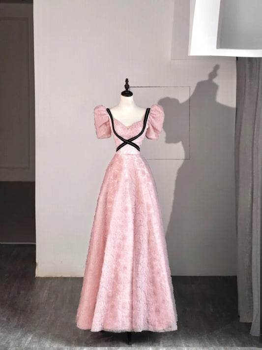 Cute A line Sweetheart Pink Lace Senior Prom Dresses High School Long Formal Dress N1272