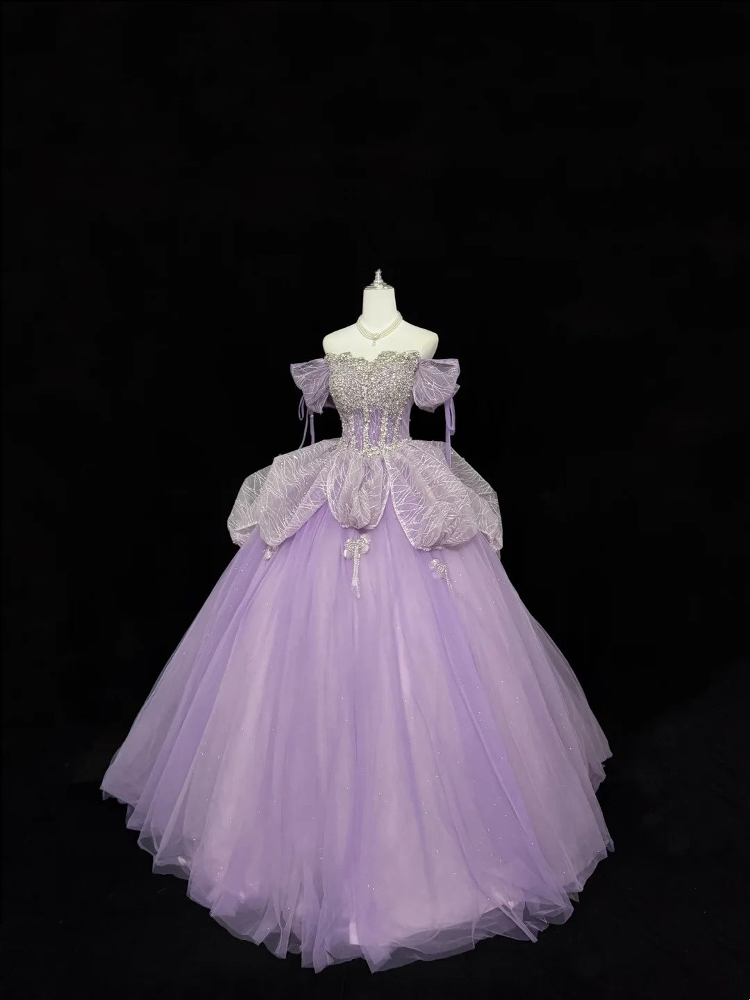Sweet 15 Quinceanera Dress Ball Gown Off Shoulder Lilac With Sleeves Long 15th Birthday Gown RC0311