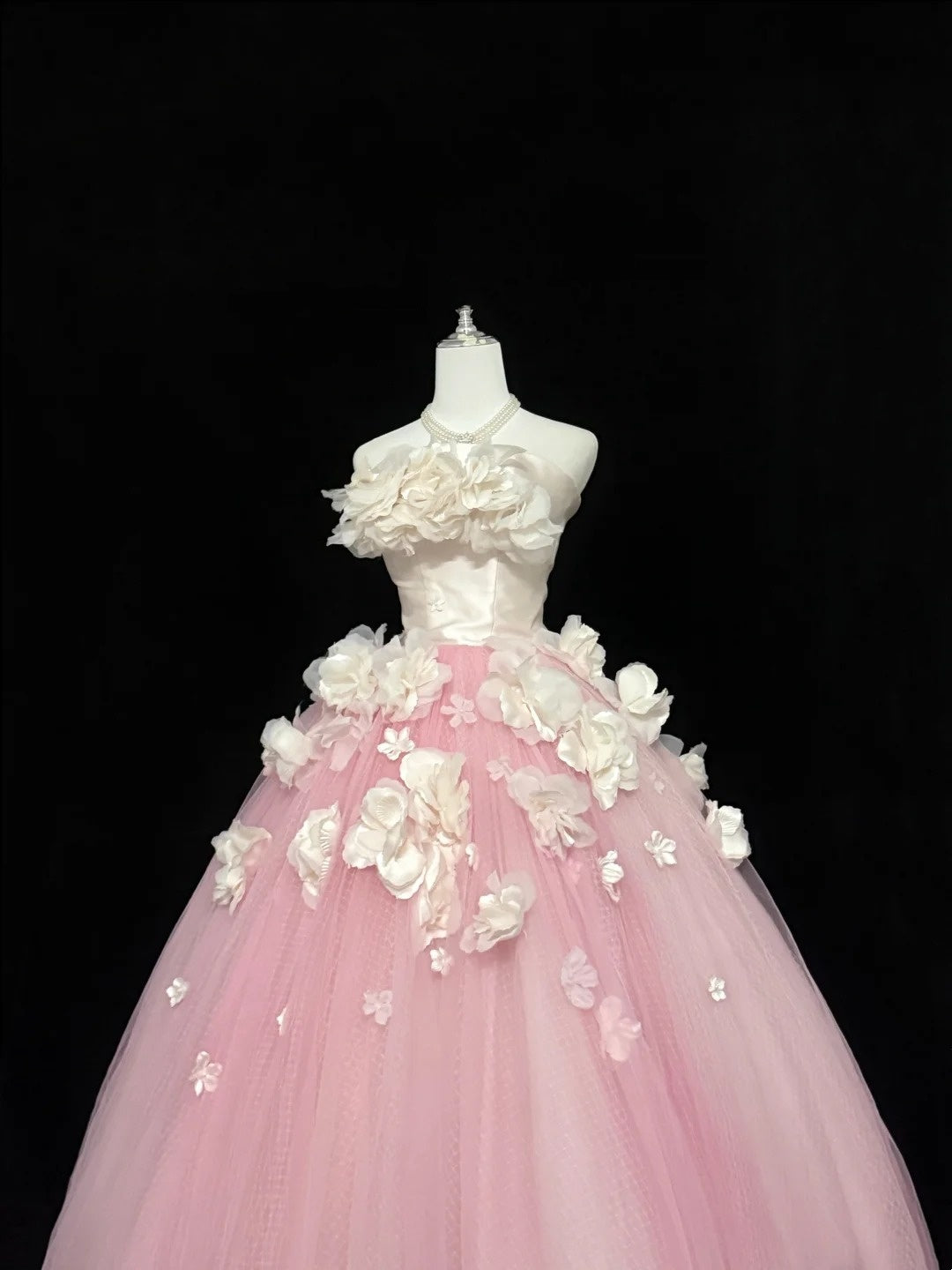 Sweet 16 Dresses Long Ball Gown Sweet Sixteen Long Birthday Dress Strapless Pink Tulle Formal Gown RC0332
