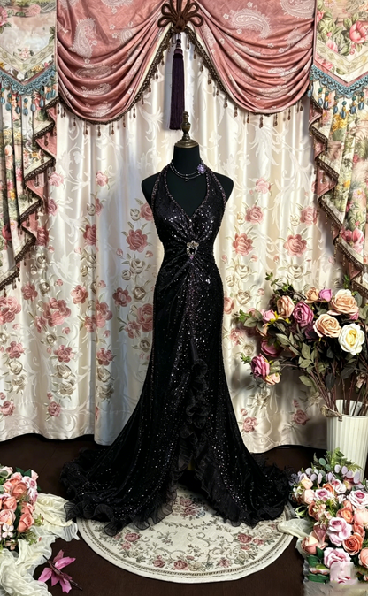 Vintage Prom Dresses 1950s Retro Classy Prom Dresses Inspo Halter Grape Long Prom Gowns AU196