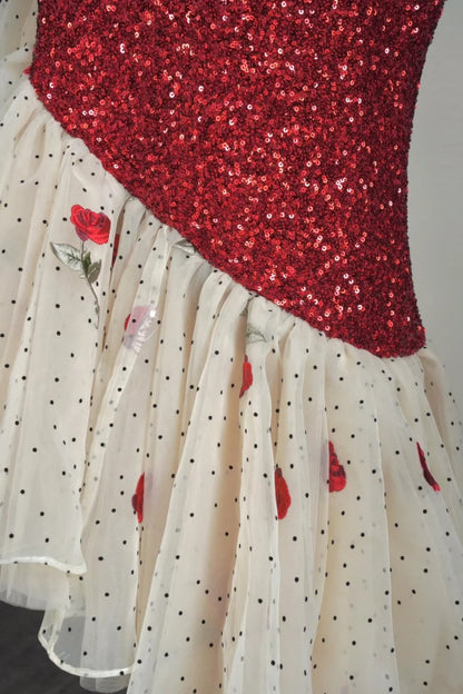 Modest Mermaid Spaghetti Strap Red Sequins College Formal Sweet 16 Outfits Short Prom Dresses For Teens N1177