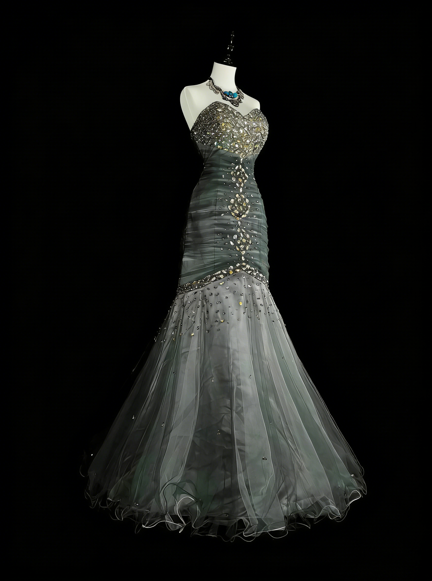 Vintage Prom Dresses Aesthetic 1950s Retro Mermaid Sweetheart Grey Long Party Dress N2022