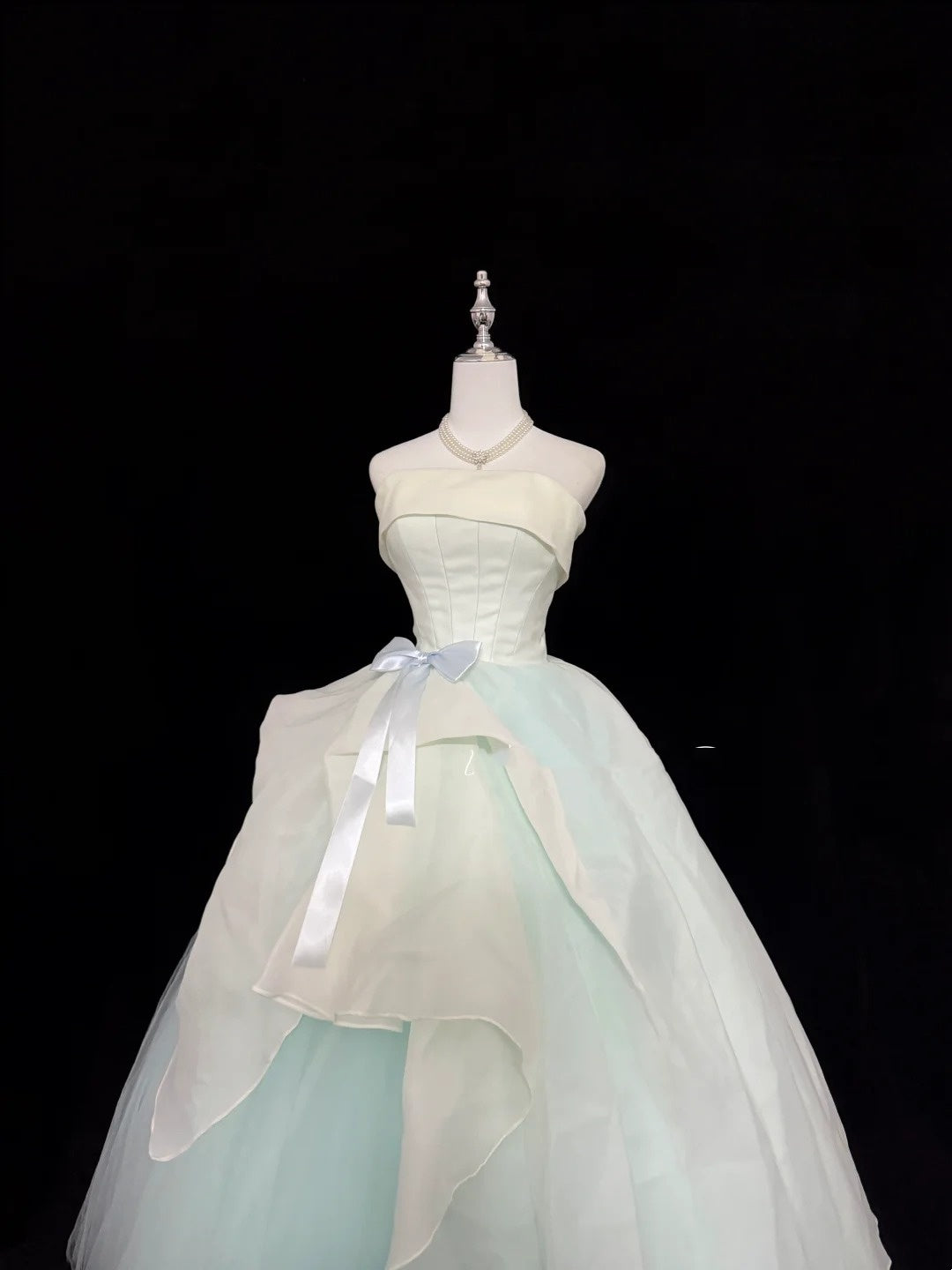 Sweet 15 Quinceanera Dress Ball Gown Strapless Blue With Tiered Long 15th Birthday Gown RC0274