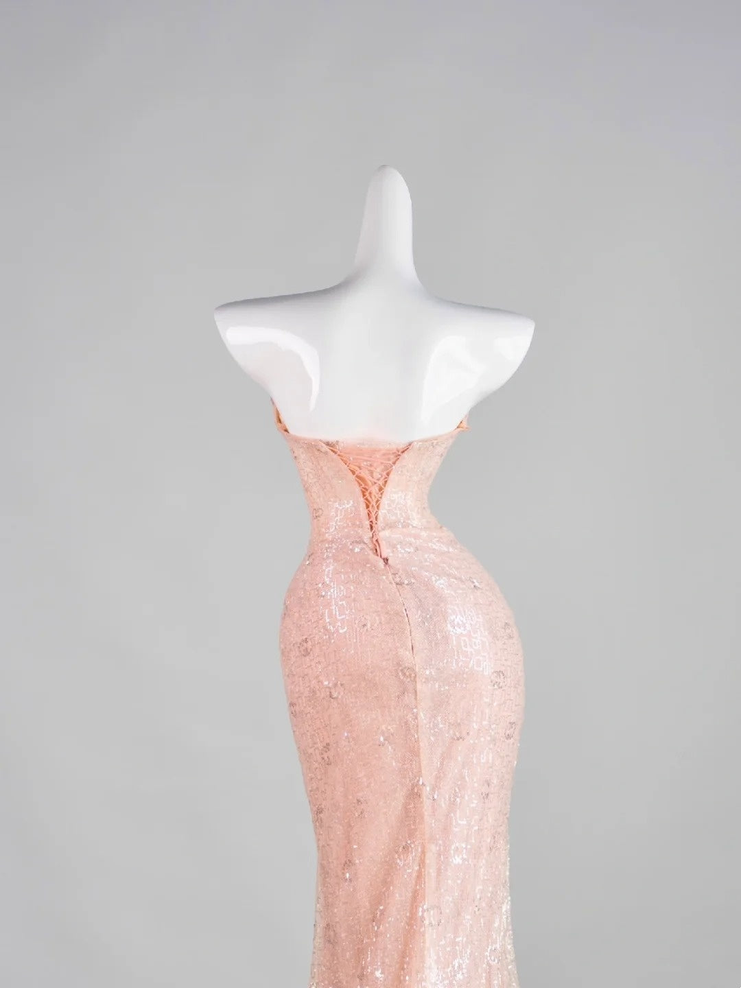 Classy Mermaid Pink Strapless Sequin Sleeveless Senior Prom dresses High School Formal Dress N1287