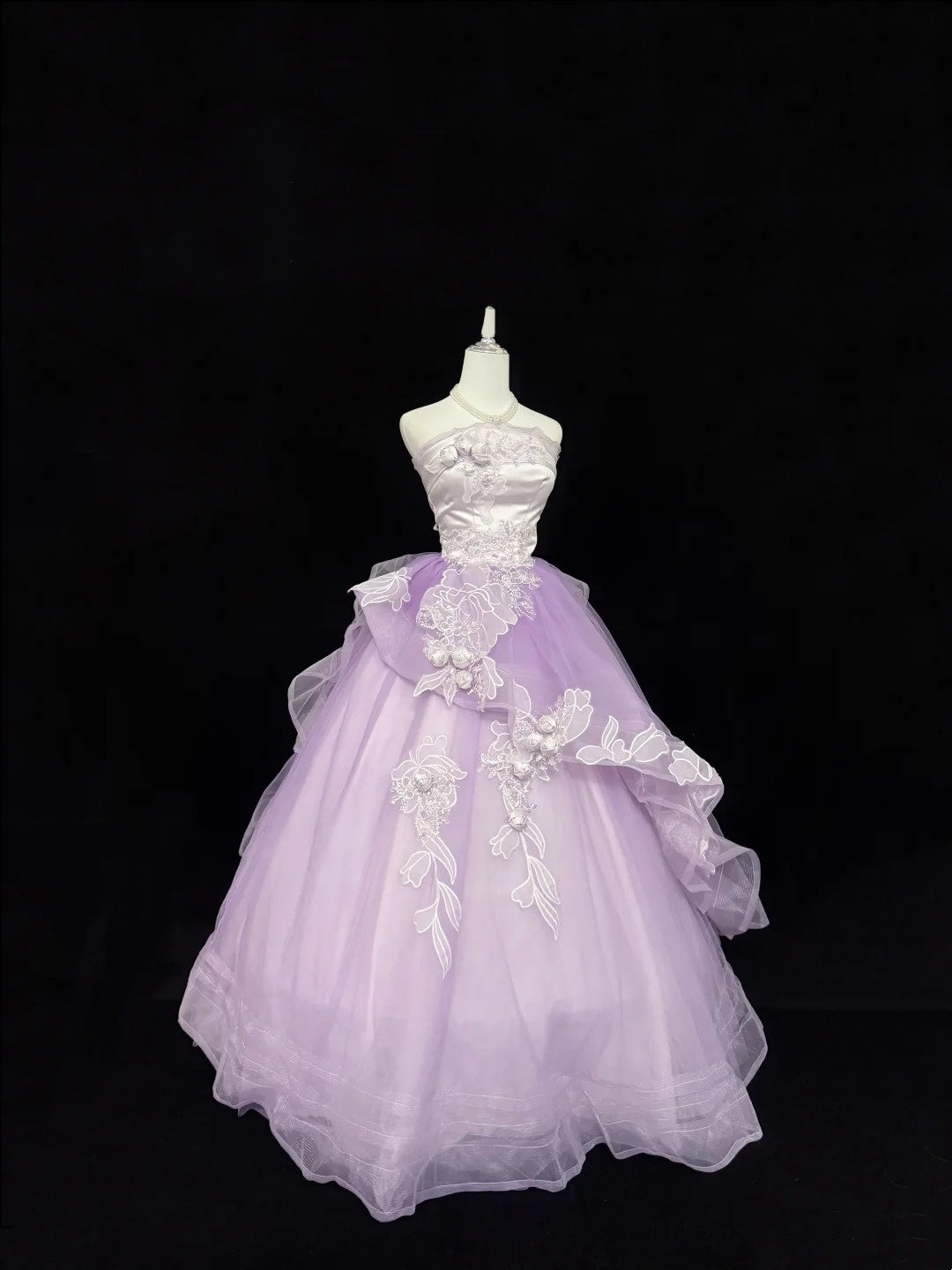 Sweet 16 Dresses Long Ball Gown Sweet Sixteen Long Birthday Dress Strapless Lilac Tulle Formal Gown RC0309