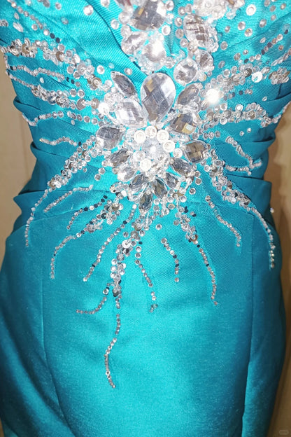 Elegant Mermaid Sweetheart Blue With Beading 18th Birthday Elegant Outfit Formal Prom Dresses N4185