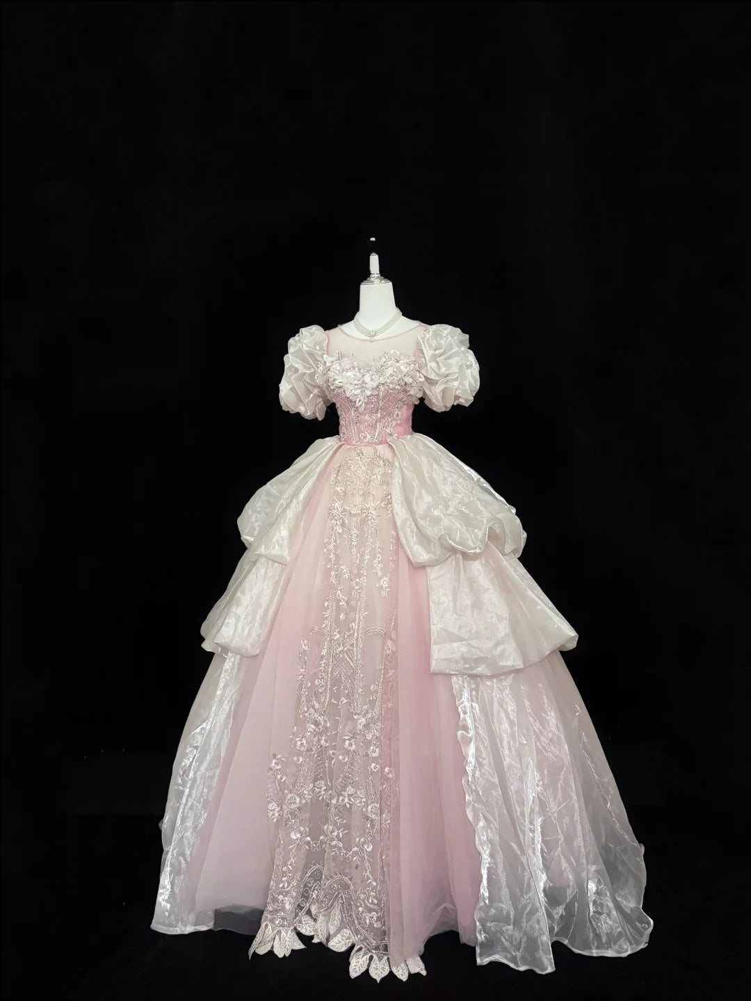 Sweet 16 Dresses Long Ball Gown Scoop Neck Pink With Sequin Lace Sweet Sixteen Birthday Gown RC0298